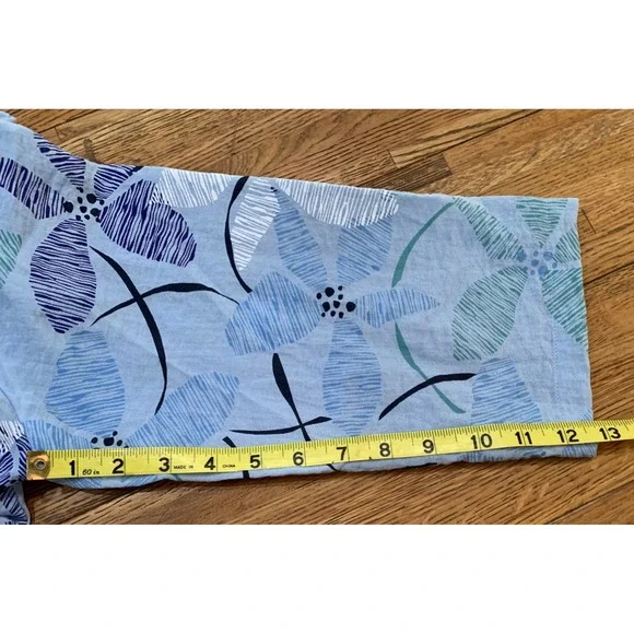 Habitat Cropped Nature Floral Bohemian Tunic Blouse Pleated Cozy Relaxed Earthy - Picture 7 of 9